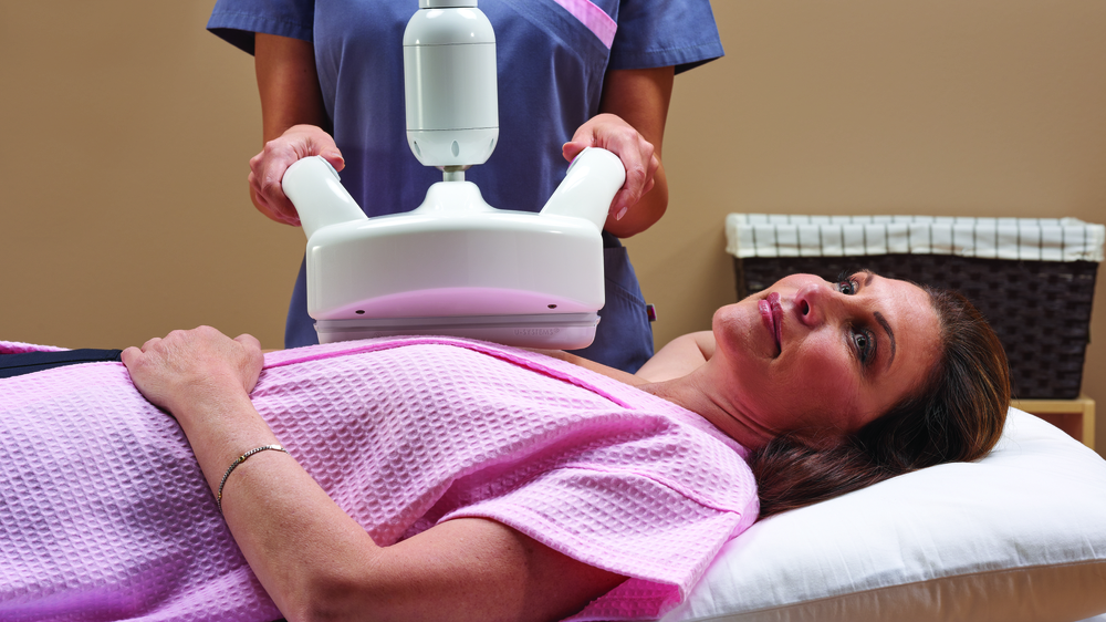 Woman laying down during an ABUS scan