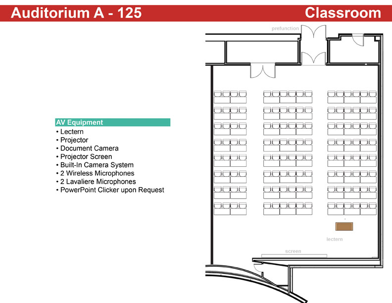 Map layout of Auditorium A for classroom