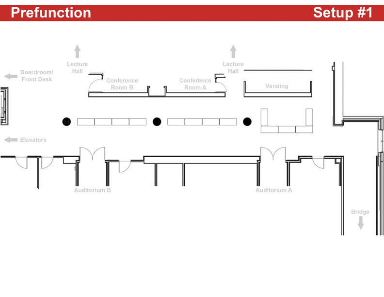 Map layout of prefunction area for food service