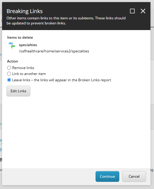 Deleting a Page - Removing Links