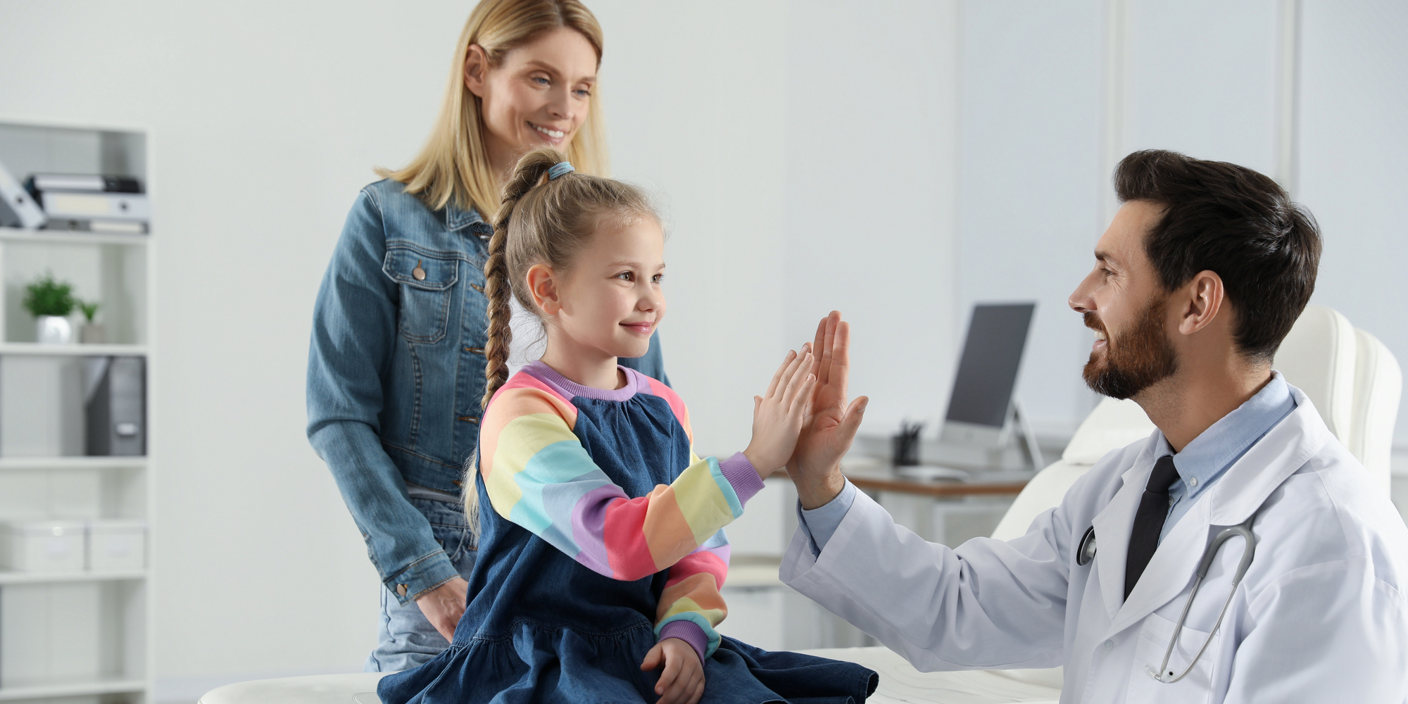mother daughter having appointment