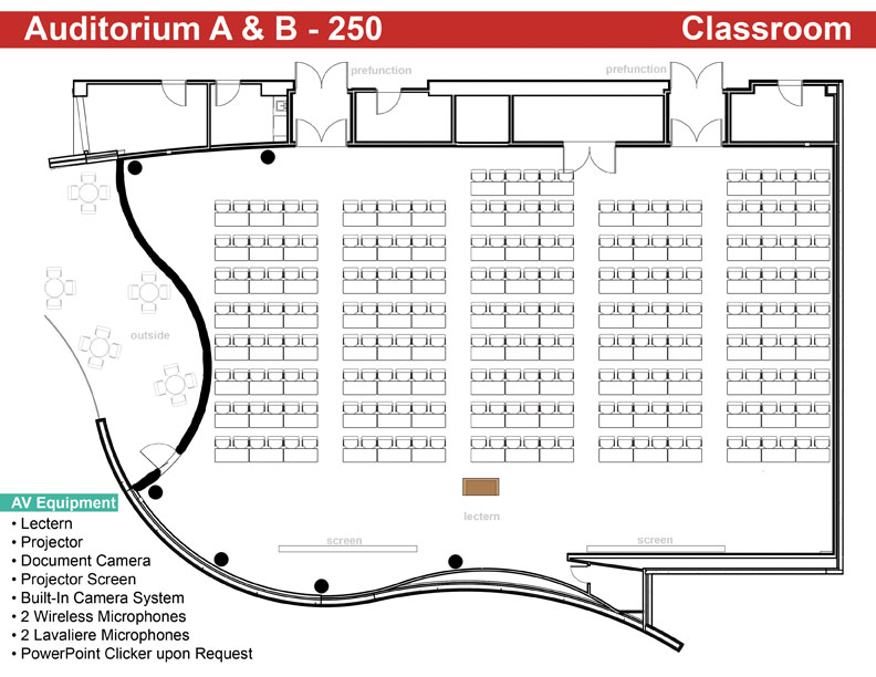 Map layout of full Auditorium for classroom