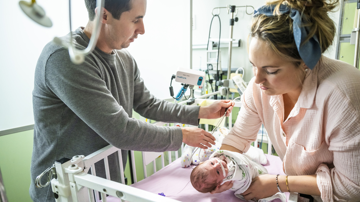 Premature baby being attended to in NICU