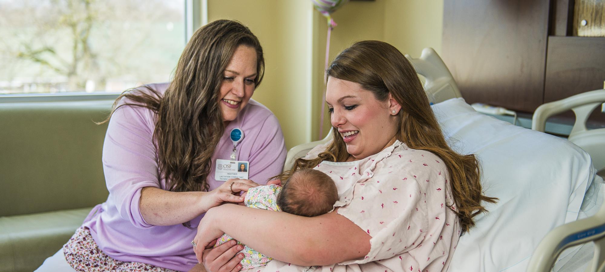 Mom and baby at Heart of Mary Birthing Center