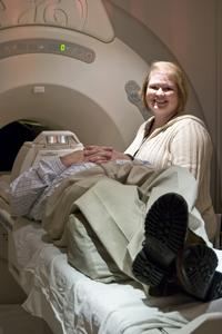 Patient in MRI machine - OSF Holy Family Medical Center