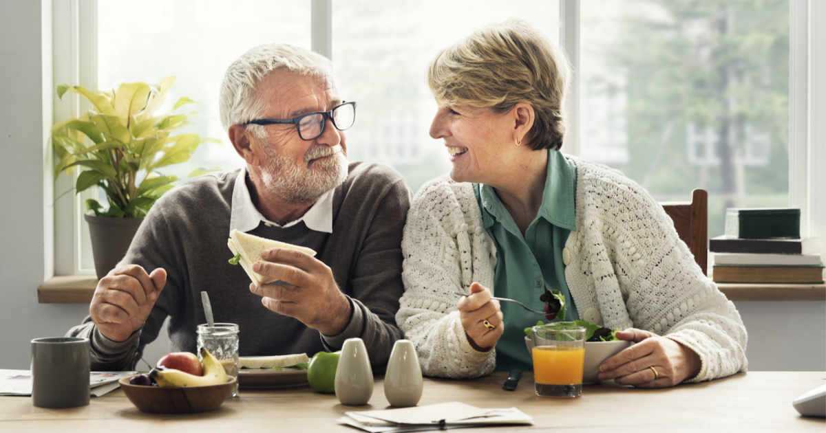 Senior couple eating healthy