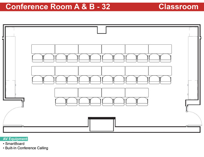 Layout of full classroom with table set-up