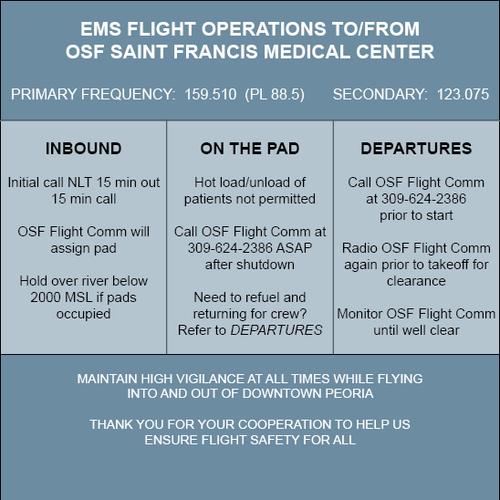 OSF Life Flight Operations To/From PSF Saint Francis Medical Center