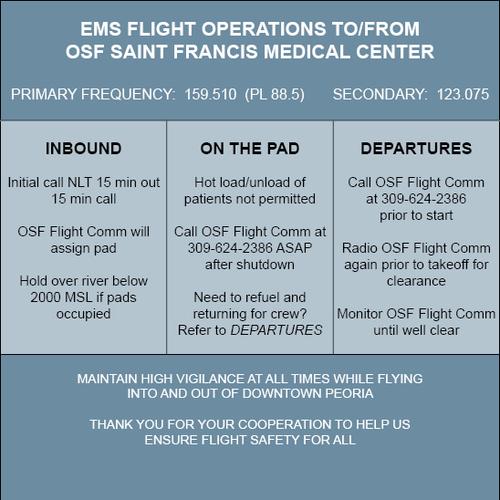 OSF Life Flight Operations To/From PSF Saint Francis Medical Center