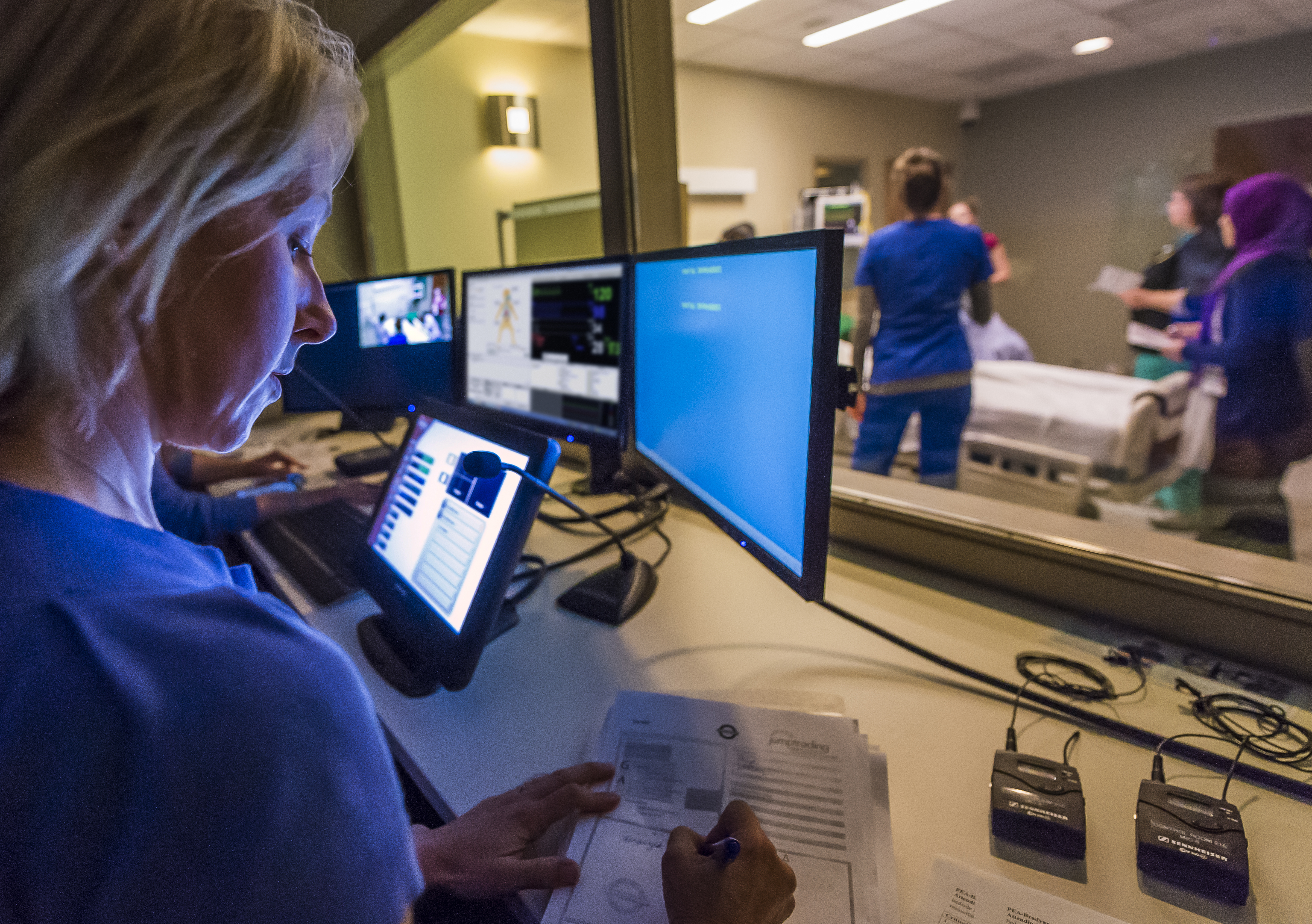 Instructor manages simulation from control room