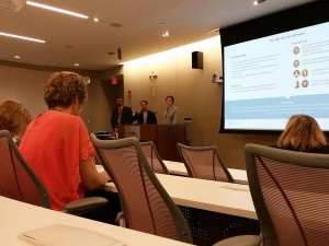 Meeting in a large lecture hall