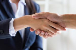 Business people shake hands