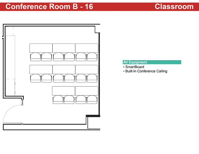 Layout of half classroom with table set-up